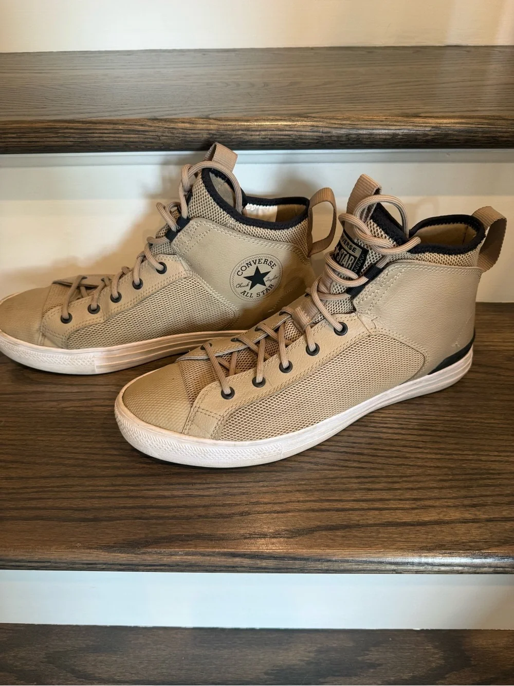 Converse Men's Sneakers in Tan with Black Accents - Picture 2 of 7